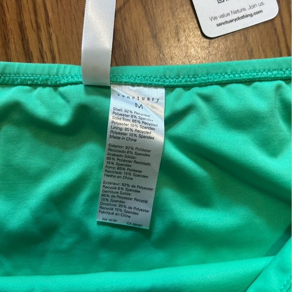 NWT Sanctuary Swim Spring Green Ribbed High-Rise Bikini Swim Bottom Size M - Picture 4 of 5